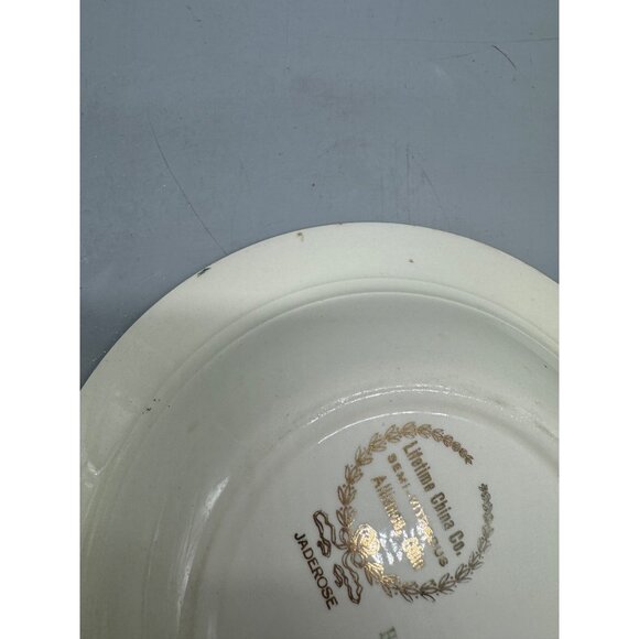 Vintage Walker China Green & White Floral Rimmed Soup Bowls 8" Diameter Set Of 2 - Picture 8 of 14